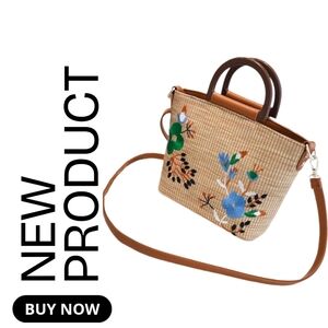 NEW Vintage Floral Embroidered Tan Crossbody Spring Summer Handbag